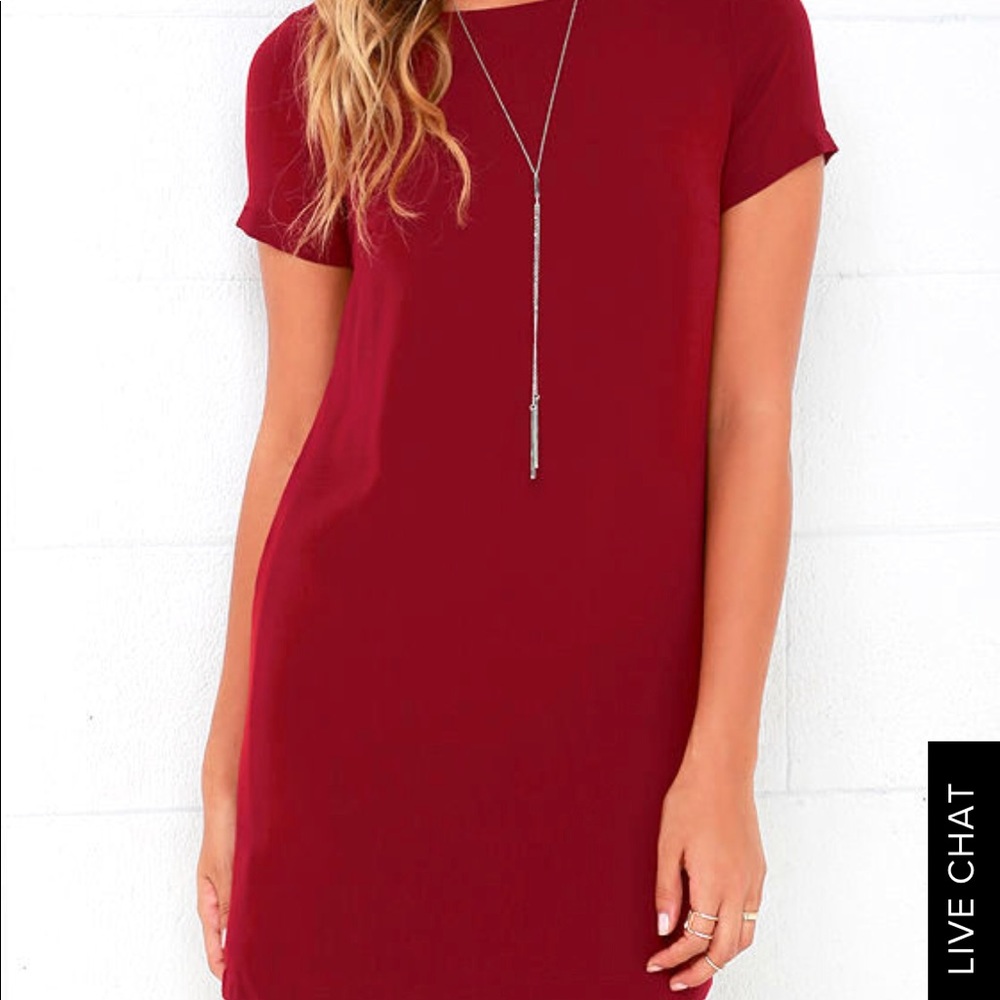 Lulu’s SHIFT AND SHOUT WINE RED SHIFT DRESS